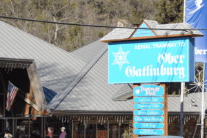 The sign for the Ober Gatlinburg Aerial Tramway.