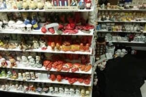 Shelves of shakers at the Salt and Pepper Shaker Museum in Gatlinburg TN.